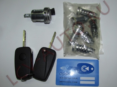 Личинки двери к-т 3шт +1 зажигания + Ключ 2шт + код активации
